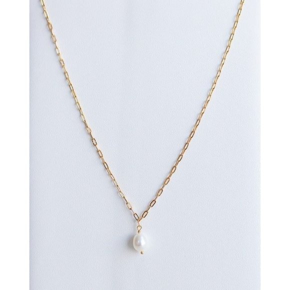 BUNDLE Classic Pearl Necklace Gold Paperclip Chain AND Moonstone Stud Earrings - Picture 11 of 14